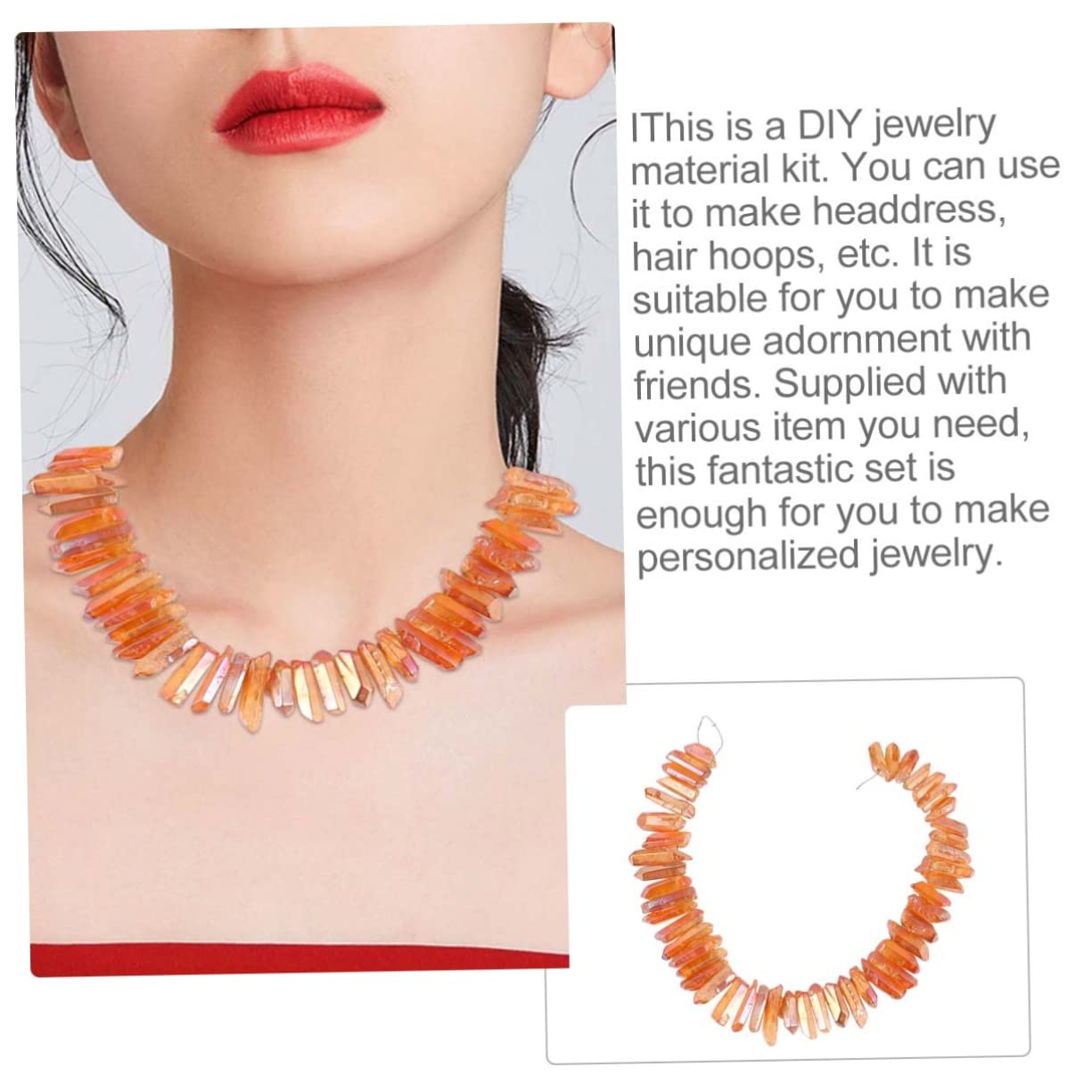 SEWACC 3ensembles Kit De Bijoux Pierre Naturelle Ensemble De Pendentifs Cristal Orange Matériel Créatif pour Boucles Oreilles Et Accessoires De Coiffure pour Femmes