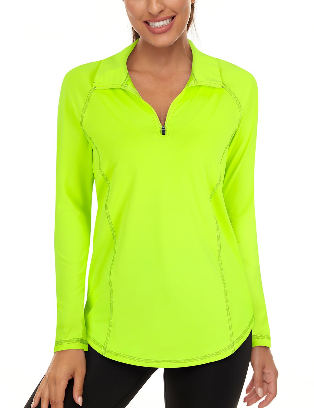 LuraneeWomens UPF 50+ Long Sleeve 1/4 Zip Pullover Athletic Hiking Running Workout Tops