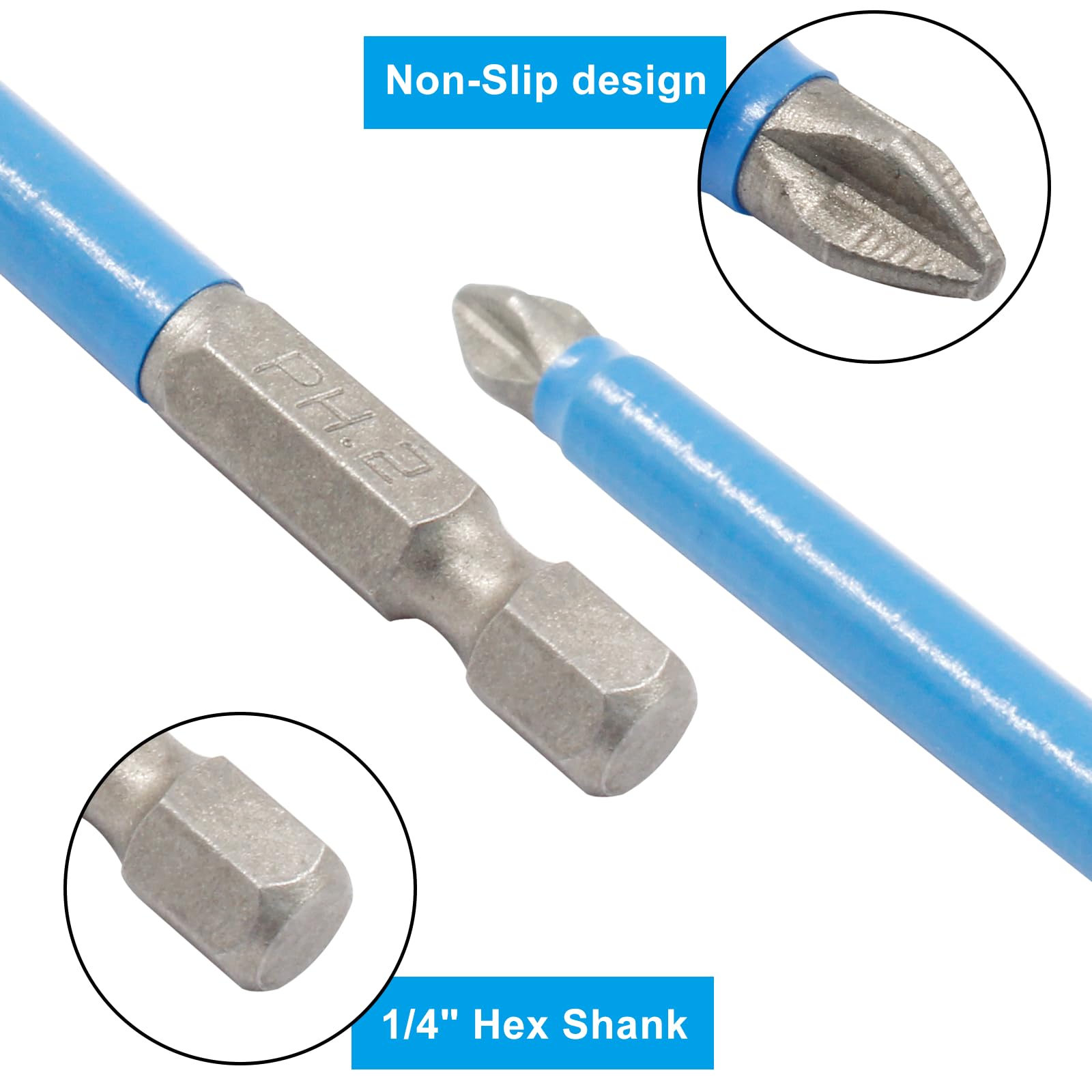 Cjueiom 7Pcs Magnetic PH2 Screwdriver Bits Set, Anti Slip Phillips Screwdriver Bits - Image 4