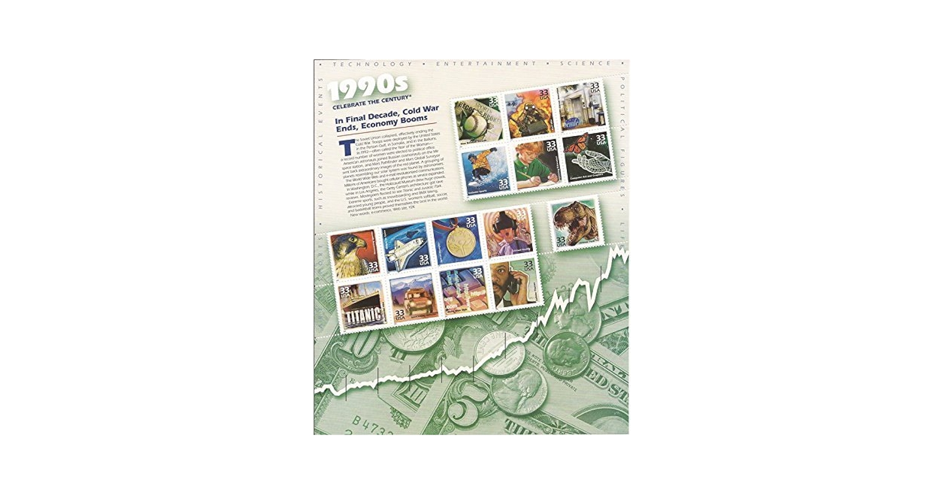 アメリカ切手 celebrate the century 1900-1999 USPS 1900 - 1999 CELEBRATE THE CENTURY COMMEMORATIVE STAMP