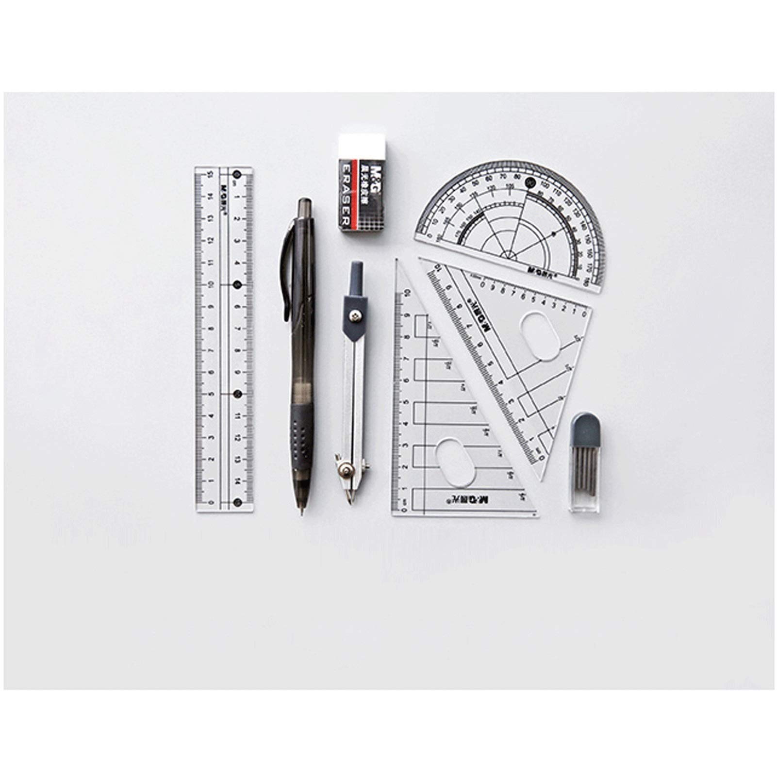 Kreis-Zeichenwerkzeug, 8-teiliges Zirkel-Set, Geometrie-Set for Schüler mit Winkelmesser in Tragetasche