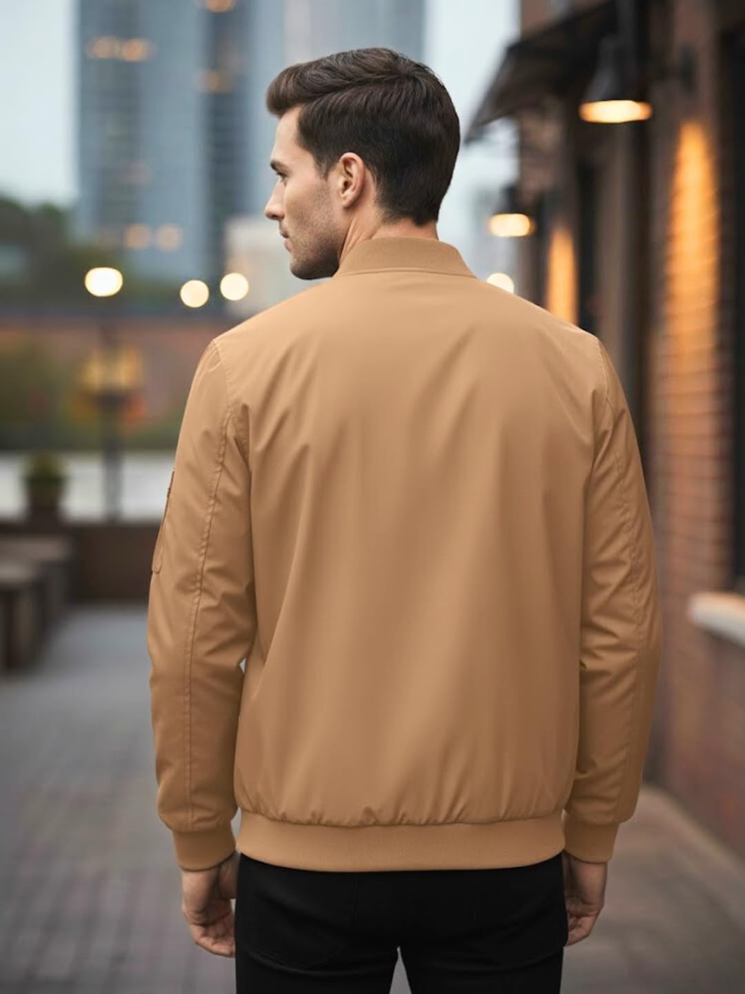 MIA FASHION Jacket for Men Winter Wear Full Sleeves Jacket | Zipper Lightweight Jacket | Casual Bomber Regular Fit (Khaki-2XL) 1