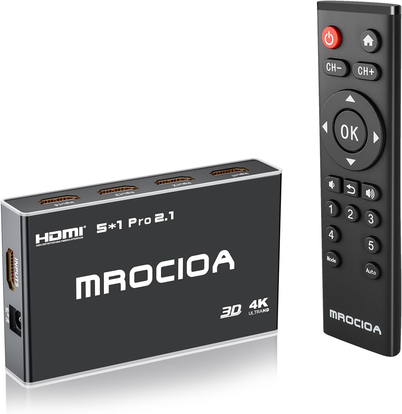 8K 60Hz HDMI ARC Switch,5 Port 4k 2.1 HDMI Splitter, 4K 120hz HDMI Selector Switch Box with IR Remote Support CEC, VRR, HDR10, Dolby Atmos, ARC for PS5, Xbox Series X, Fire Stick Etc