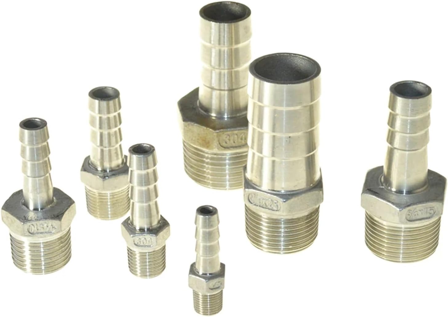 1Pcs hose Barb Connector 304 Stainless Steel 1/4" 3/8" 1/2" BSPT Male Thread Pipe Fitting Coupling Tail Connector(6mm,1/2")