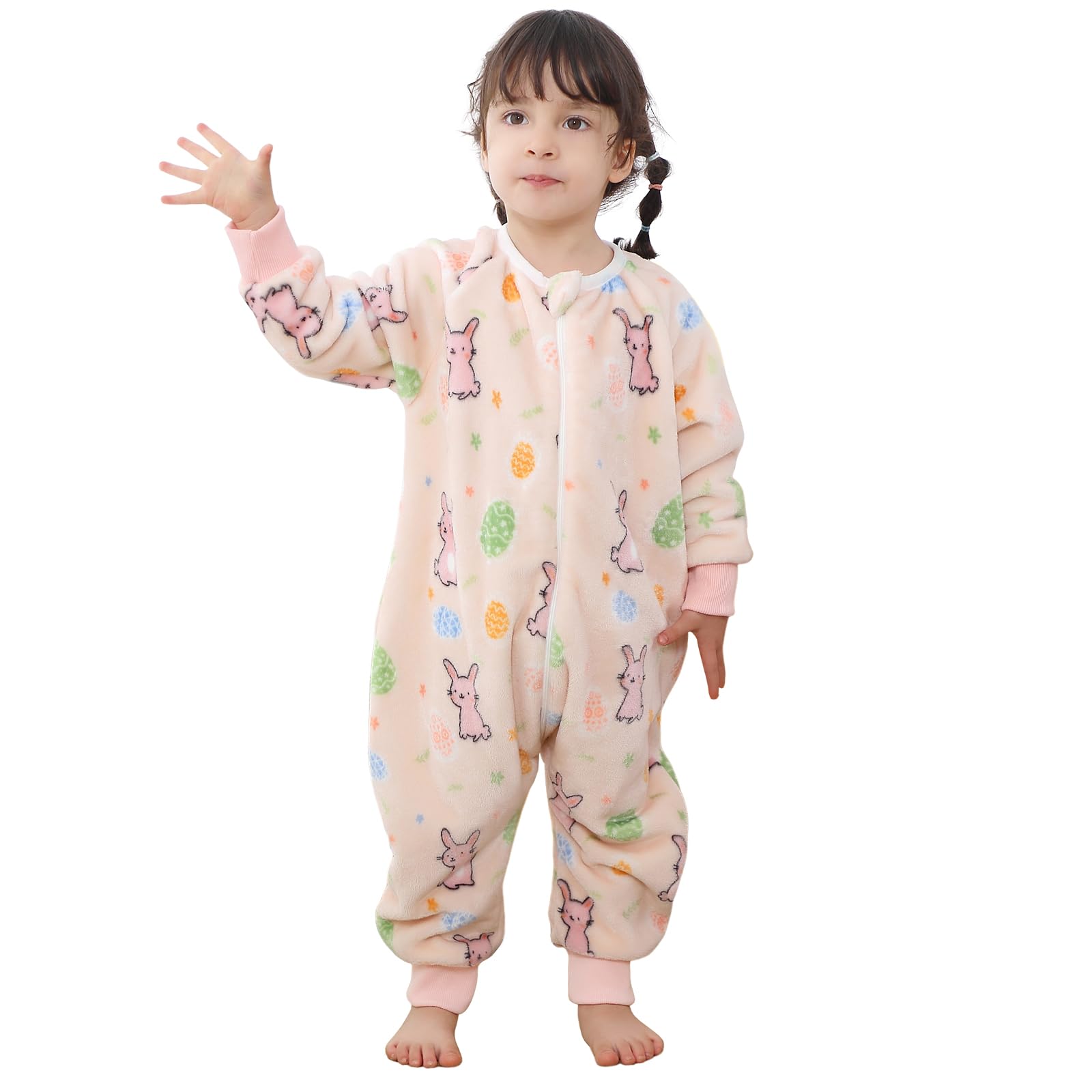 TMEOG Tutine Pigiama Invernale per Bambini e Bambine 1-6 Anni Flanella Maniche Lunghe con Zip