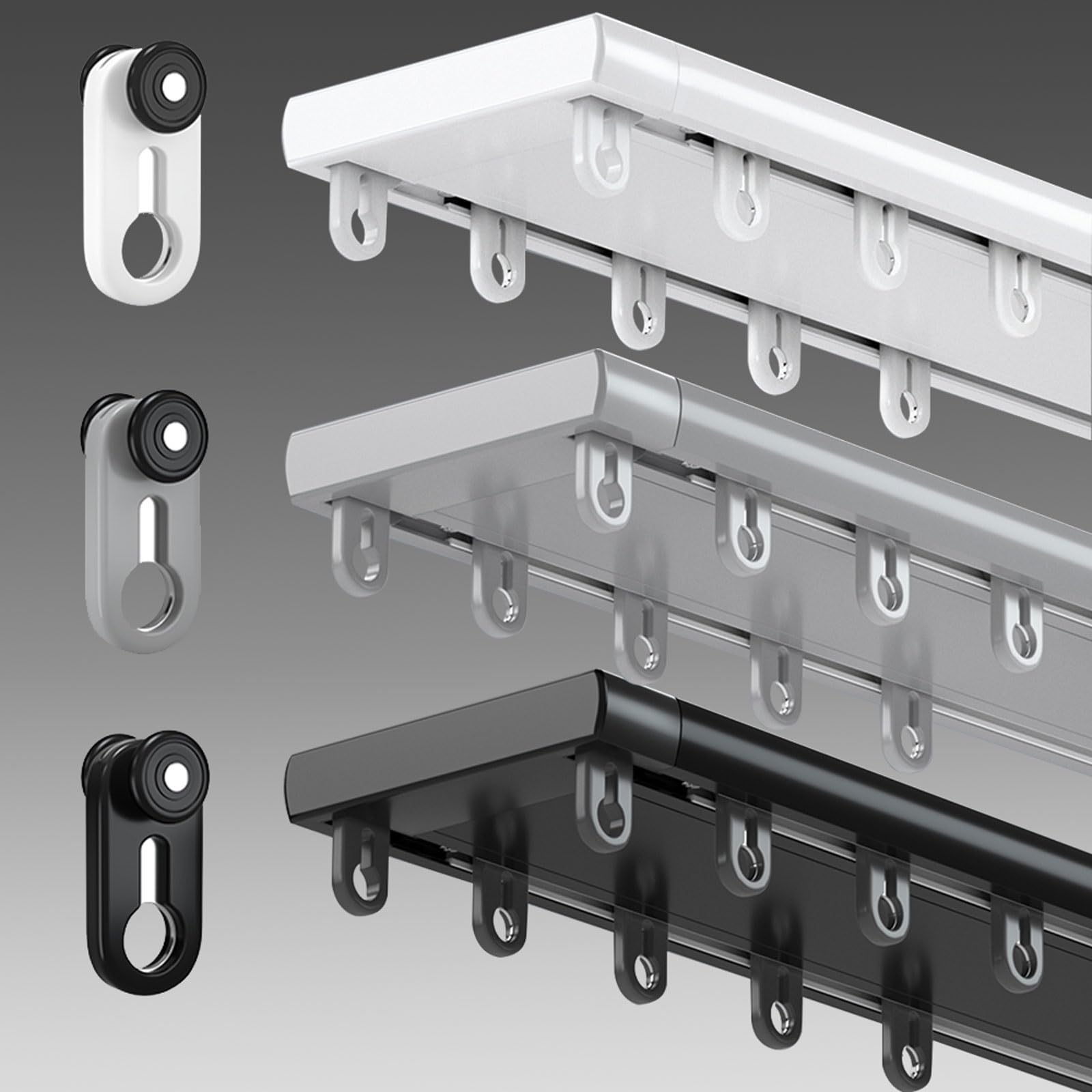 Schwerlast Vorhangschiene,2-läufig Gardinenschiene Aus Aluminium, Gardinenstange Deckenhalterung,Leises Gleiten,Strapazierfähig,Für Krankenhaus,Büro(White,2.7M/8.8FT)