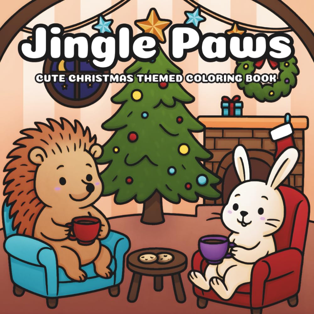 Jingle Paws: Cute Christmas Themed Coloring Book