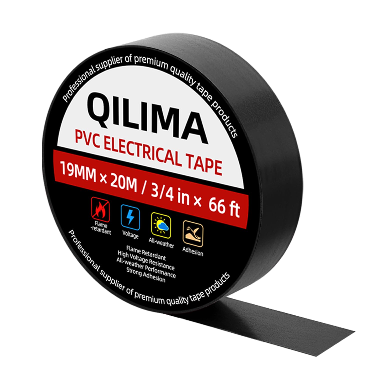QILIMA Nastro elettrico nero, confezione da 200 rotoli, nastro in vinile resistente impermeabile per giunzioni e isolamento, ignifugo, resistente alle intemperie, per uso industriale e domestico