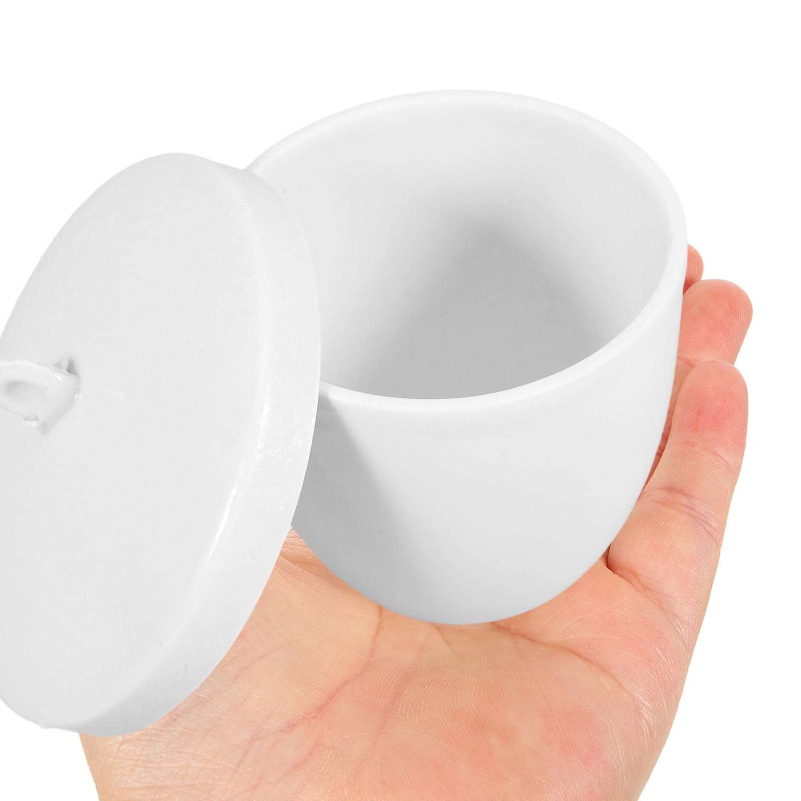SECFOU Crogiolo Resistente alle Alte Temperature in Porcellana 70ml con Coperchio e Manico in Ceramica da Laboratorio per Uso Scientifico e Chimico