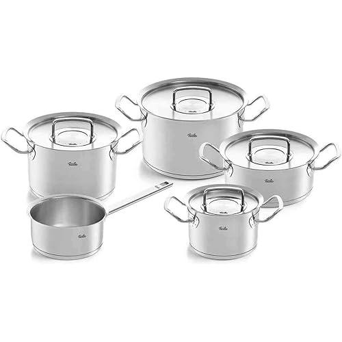 Fissler Pure-Profi Collection Stainless Steel Cookware Set, 9 Piece