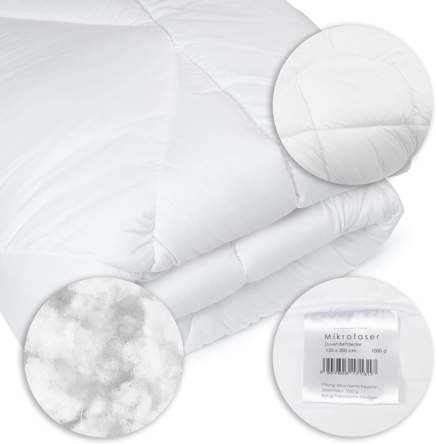 H&F Heimtextilien Bettdecke Set 4 Jahreszeiten | Steppbettdecke 2er Set 135x200 cm | Allergiker bettwäsche mit Oeko-TEX Zertifiziert | Steppdecken bezug: 100% mikrofaser | Füllung: 1000g