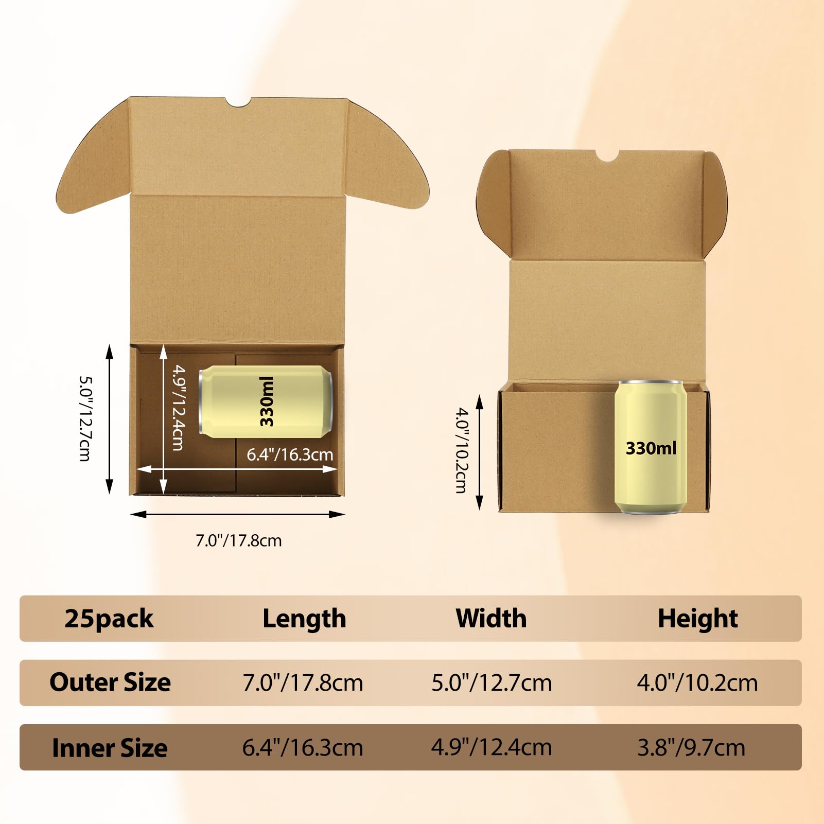 RLAVBL 7x5x4 Shipping Boxes Set of 25, Brown Corrugated Cardboard Box for Packing, Mailing, Business