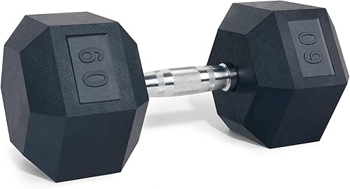 LIONSCOOL - Mancuernas hexagonales de goma con mango de metal para entrenamiento de fuerza y resistencia desarrollo de musculatura y entrenamiento