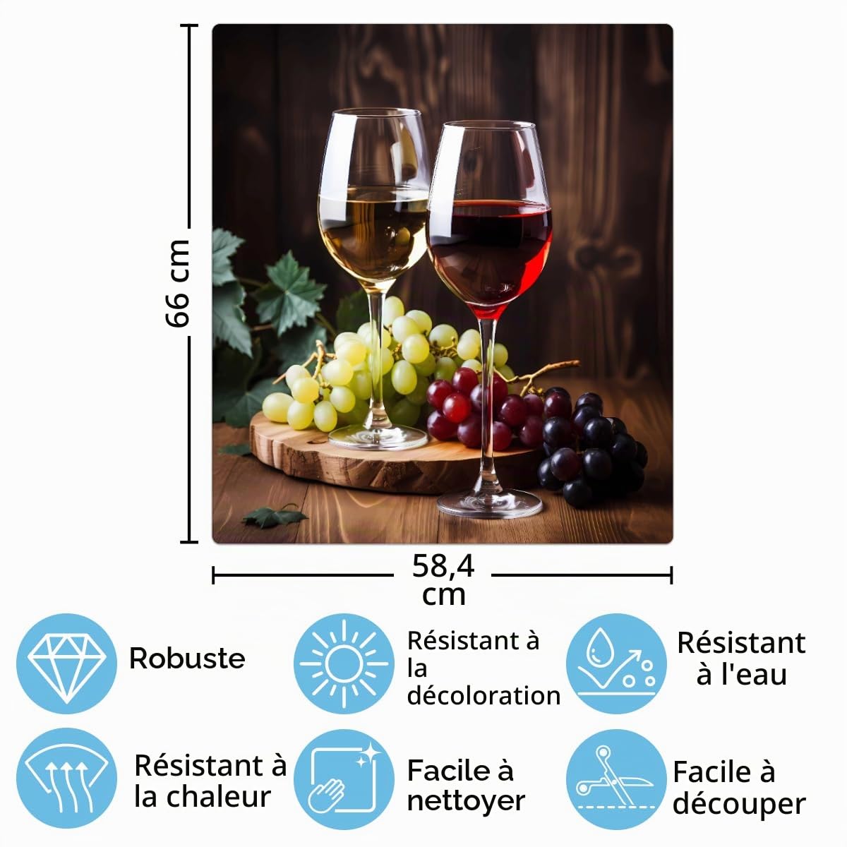 Mexpekil Couverture magnétique décorative imperméable pour lave-vaisselle - 58,4 x 66 cm - Pour verres à vin rouge et raisins