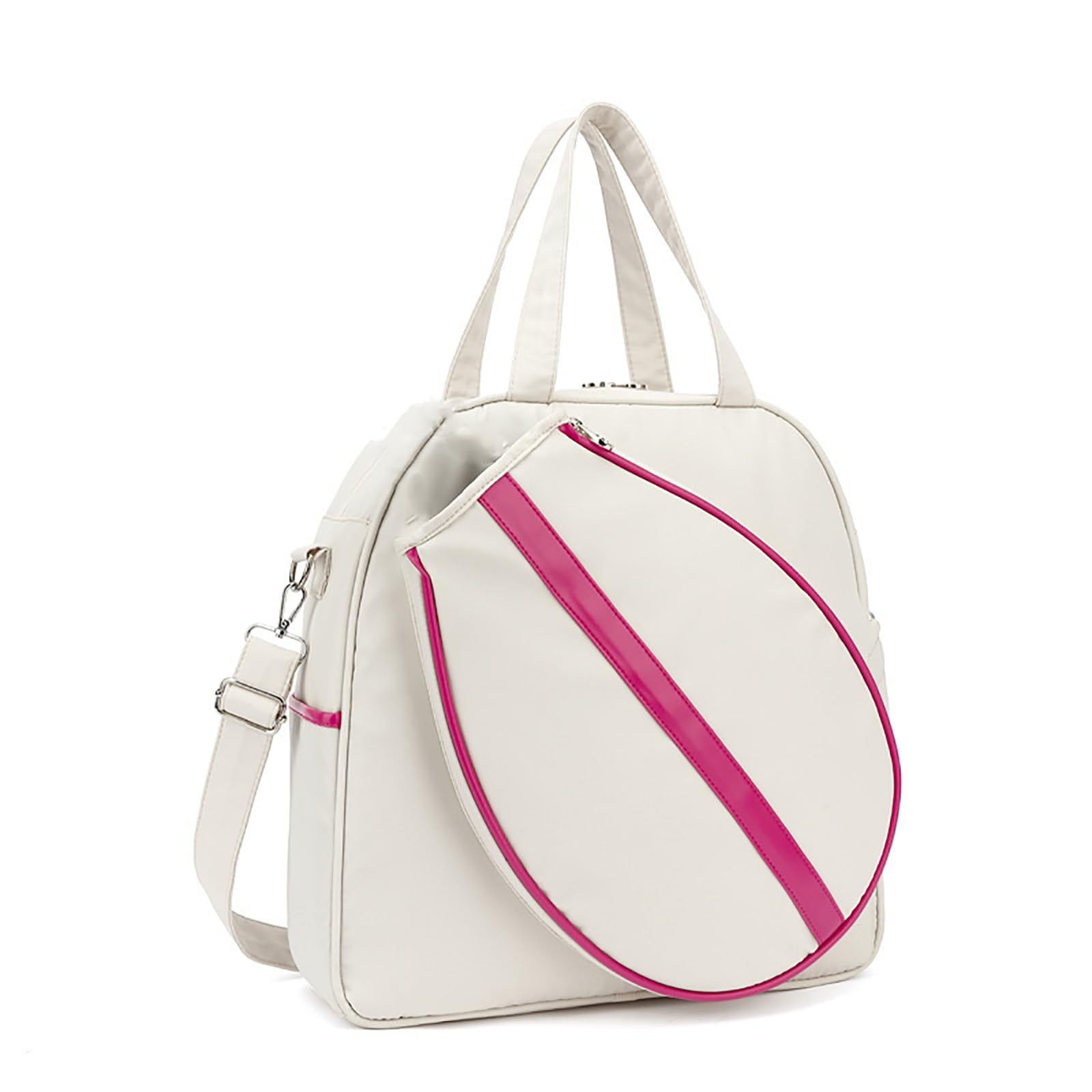 FAIRE Raquetero Tenis para Mujer, con Correa de Hombro Extraíble para Raqueta de Tenis de Tamaño Mediano, Mochila Padel de Bádminton (Color : White)