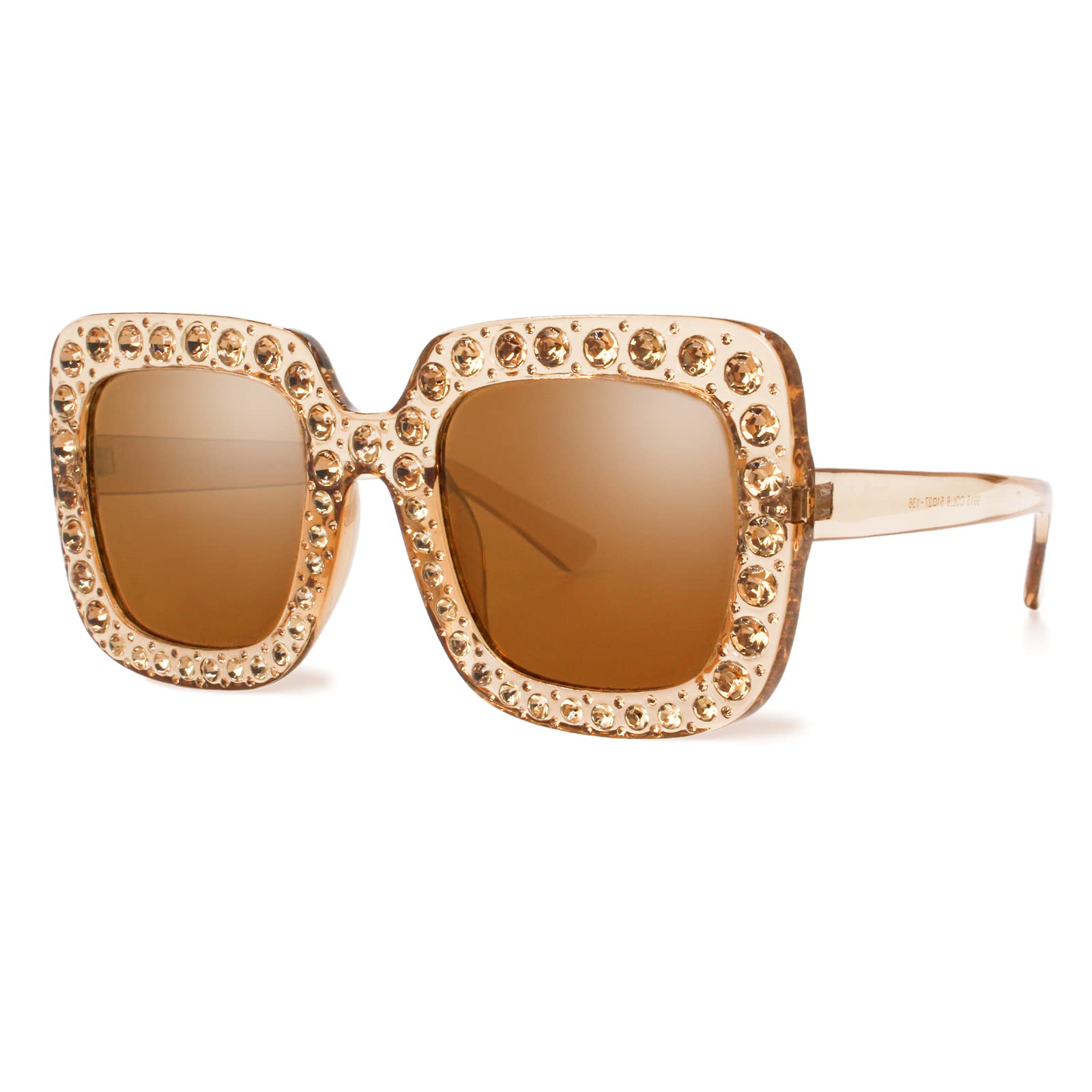 ailov Sparkly Rhinestone Retro Sunglasses for Men Women Big Square Bling Disco Glasses