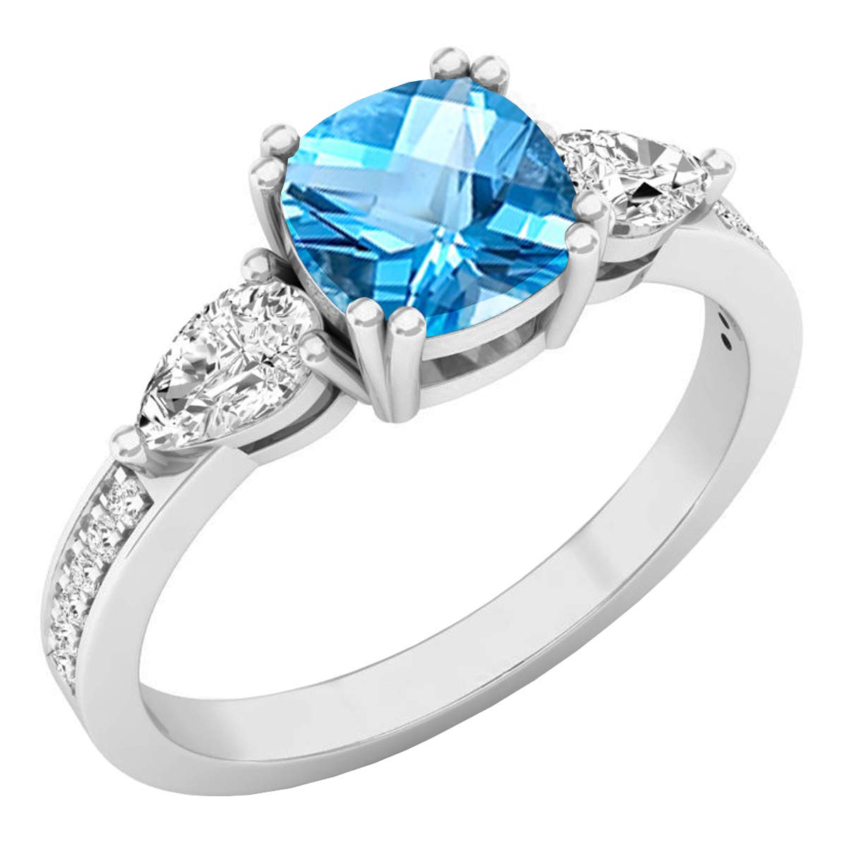 DazzlingRock Collection 10 quilates oro blanco cojín Blue topacio azul