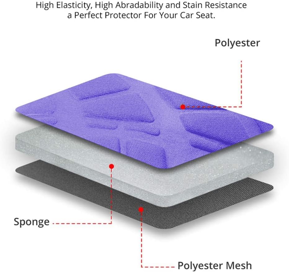 AUTOYOUTH Purple Car Seat Covers Full Set, 3D Tyre Embossed Front Bucket & Split Rear Bench Covers, Airbag Compatible, Quick Setup Universal Fit for Car, SUV, Seat Protectors