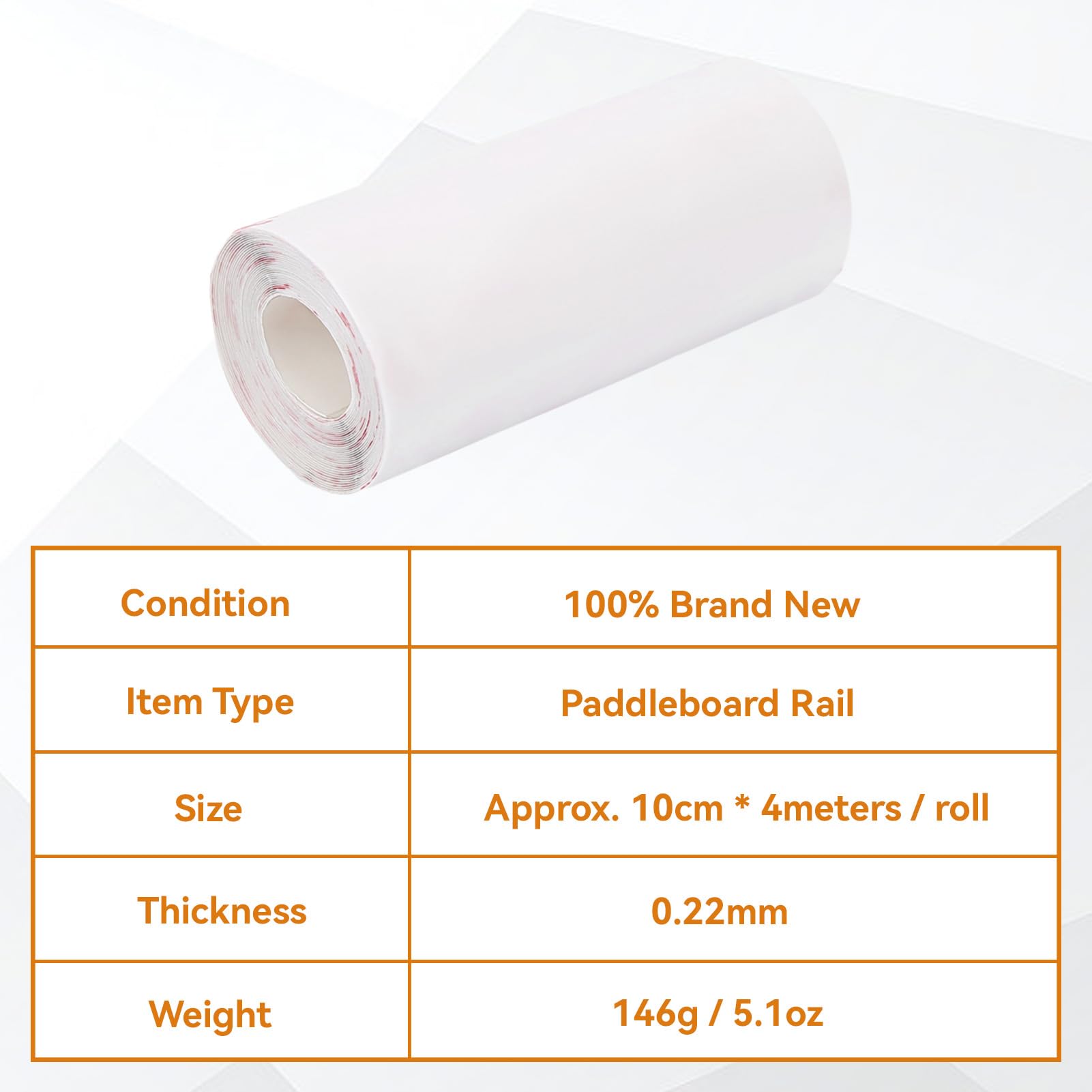 Rotolo di nastro adesivo per tavola da paddle surf (10 cm x 4 metri) 0,22 mm spessore binario per tavola da paddle surf nastro adesivo trasparente Rail Saver per tavola da surf