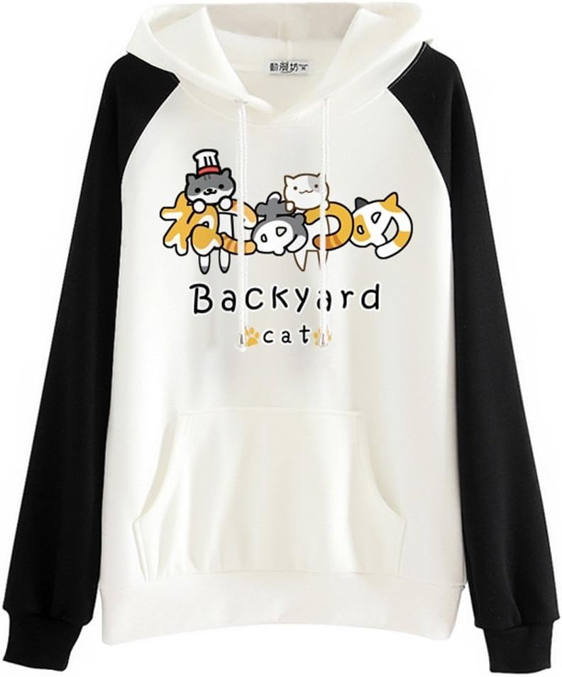 PopWave Nekoatsume Kawaii Cat Long Sleeves Pullovers Tee T-Shirt HATWTBK-IN0049