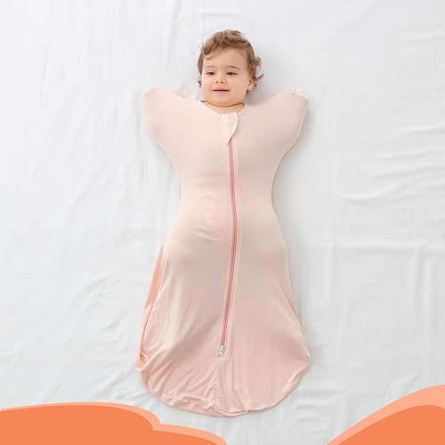 Miniatura 6 de LOVABYLUCK Baby Transición Swaddle Baby Arms Up Swaddle con cremallera de 2 vías saco de dormir para bebé 0.5 TOG