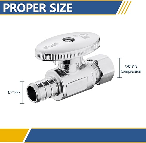 Miniatura 8 de Válvula de parada angular, válvula de cierre de ángulo de compresión de 12 pulgada Pex X 38 pulgadas OD con encendidoapagado de 14 (paquete de 5,