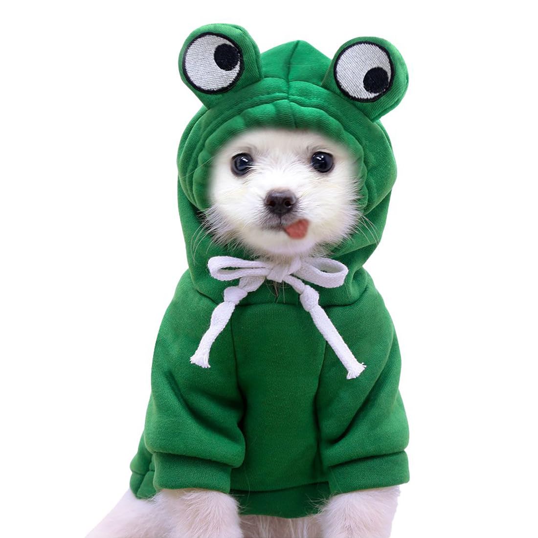 DOTEYAYP Dog Hoodies for Small Dogs Puppy Chihuahua Yorkie Sweatshirt with Eye Hood (X-Large, Green Frog)