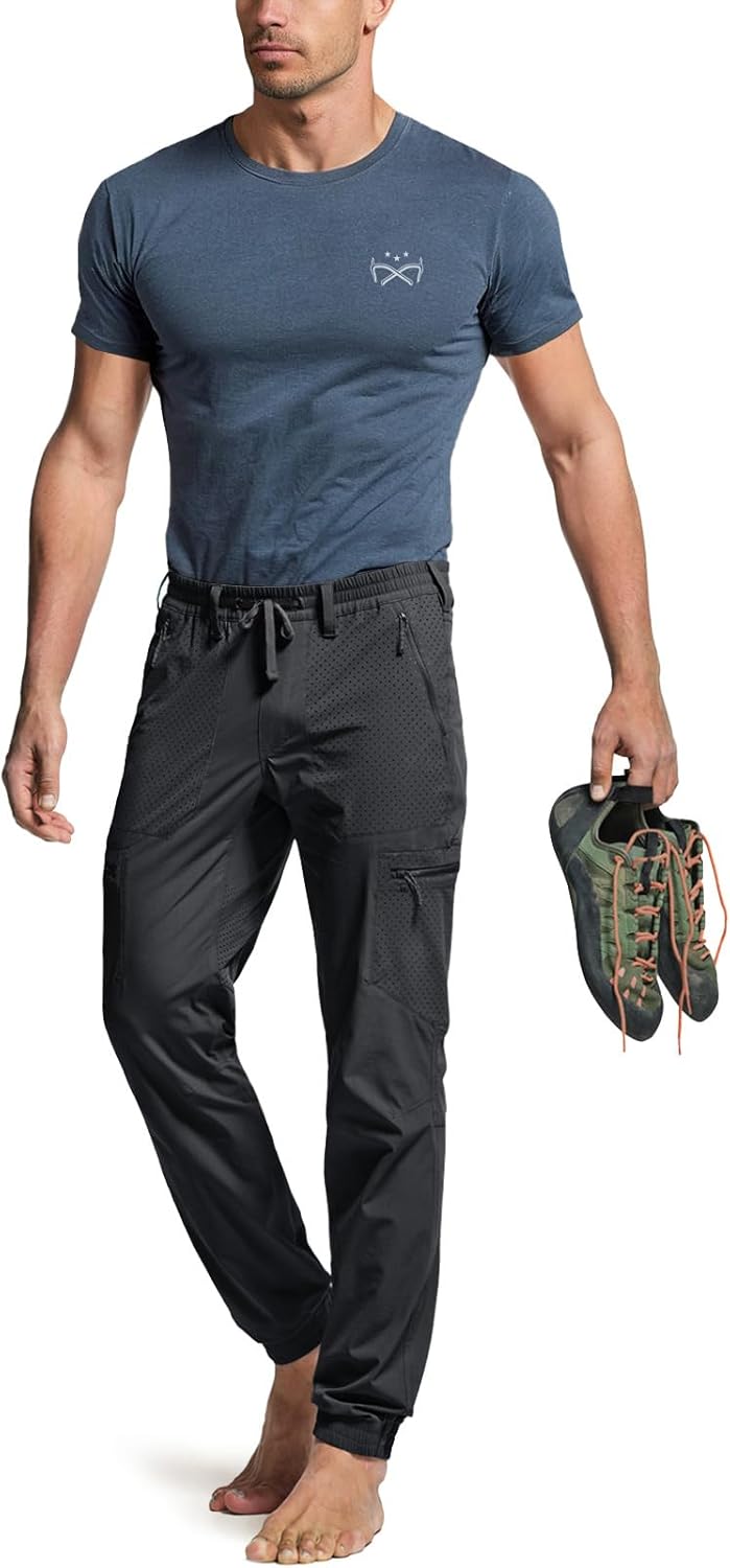 CQR Men's Lightweight Vent Hiking Pants, Water-Resistant & Breathable Sports Outdoor Athletic Pants with Elastic Waist - Image 4