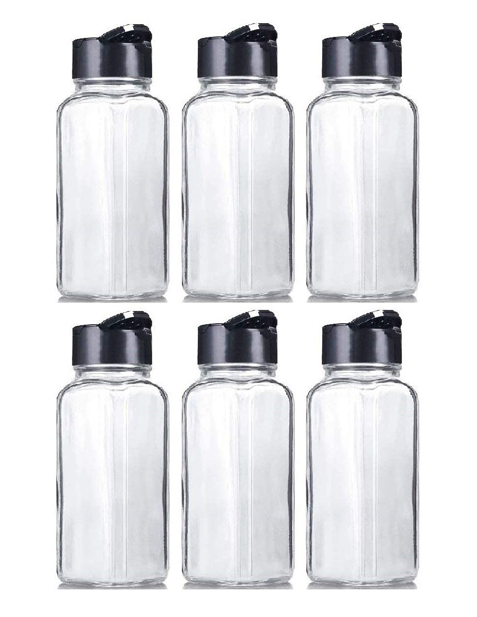 Buy CONCEPT ENTERPRISE 100 ml Clear Glass Square Spice Jar with Black