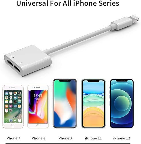 Miniatura 4 de Paquete de 2 adaptadores de conector para auriculares con certificación MFi de Apple, para cargar iPhone 7/8Plus/X/Xr/Xs/SE/11/12/Pro/Max/ipad
