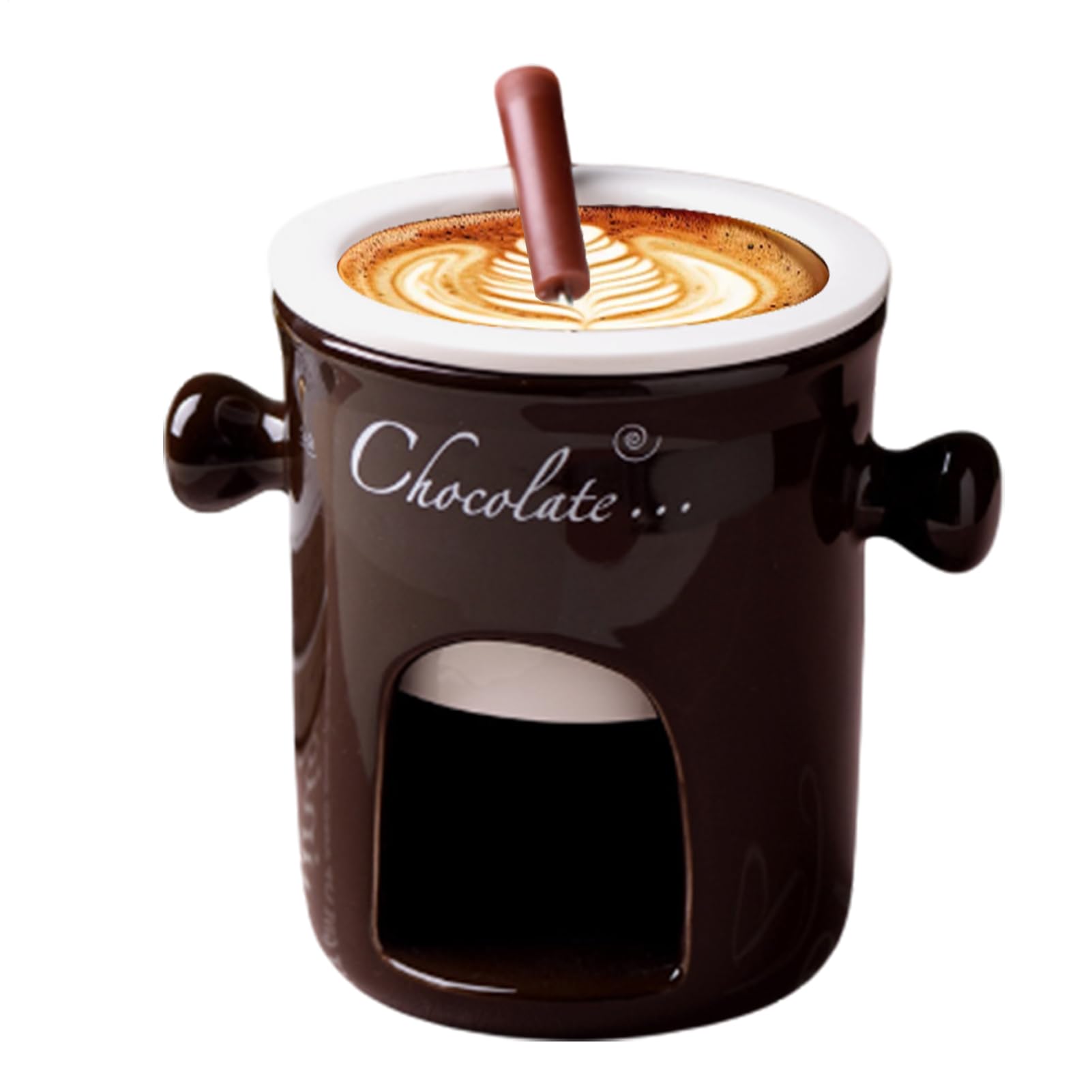 Fondue-Tasse aus Keramik, tragbarer Schokoladenwärmer, glasiertes Mini-Serviergefäß, elegantes Dessert-Dip-Accessoire, Mahlzeiten im Freien, lässige Anlässe, kreative Geschenkwahl, verbessert leckere