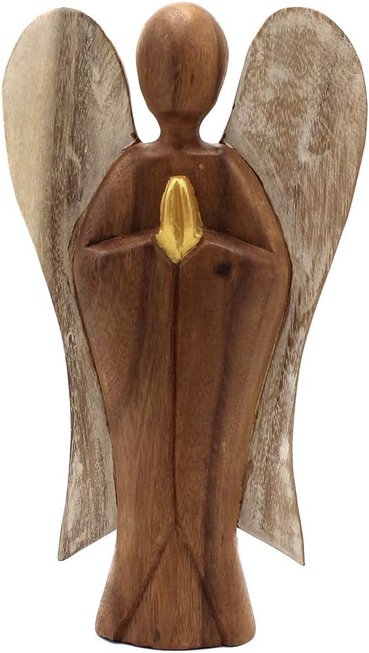 Telliswelt Hati Hati Hati Angel Made of Suar Wood Handmade Love 24 cm