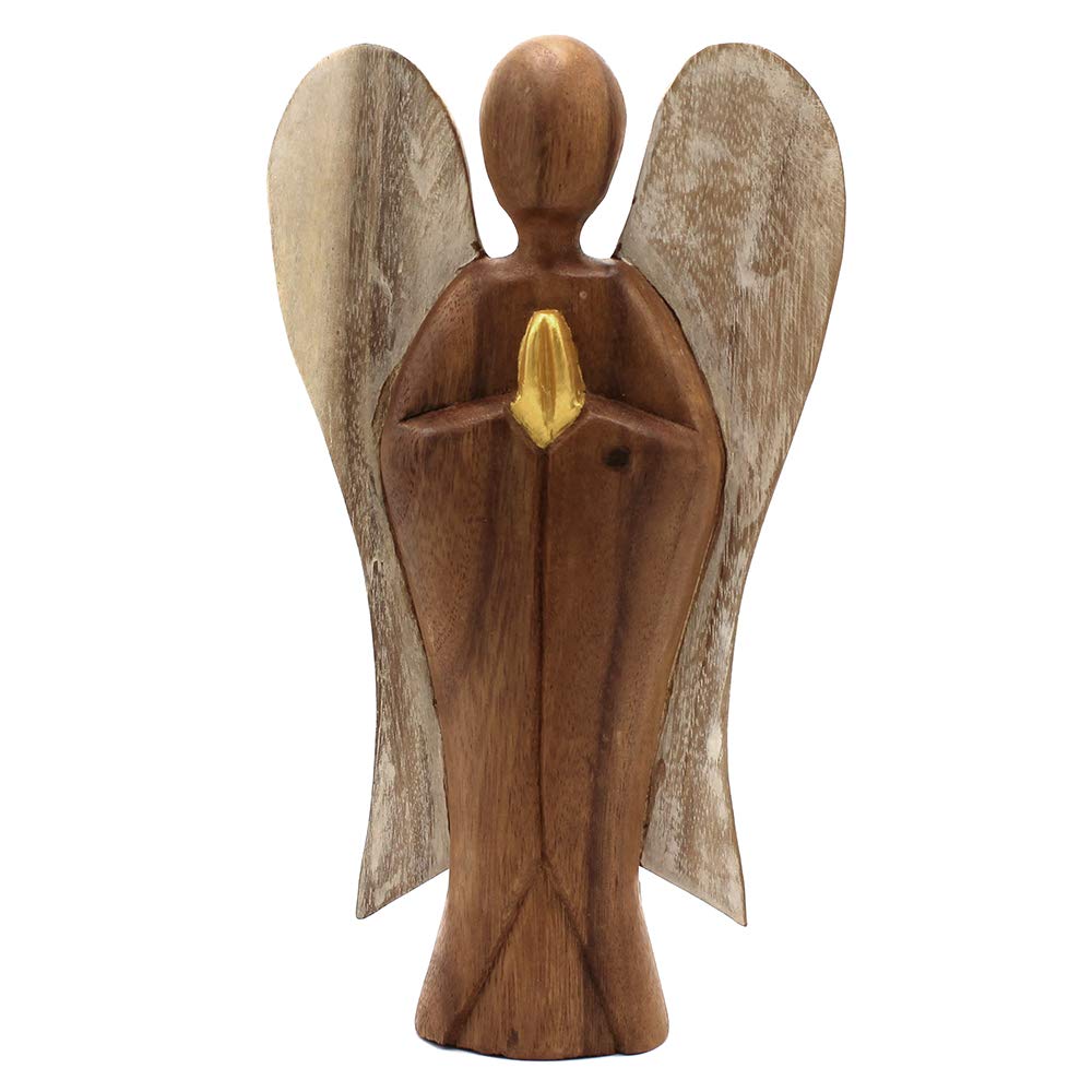 Telliswelt Hati Hati Hati Angel Made of Suar Wood Handmade Love 24 cm