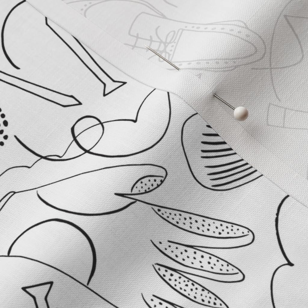 Spoonflower Fabric - Golf Black Shoes Balls Sport Printed on Petal Signature Cotton Fabric by The Yard - Sewing Quilting Apparel Crafts Decor