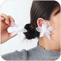 Vibrant Colorful Flower Dangle Earrings for Women - Lightweight Multi-Material Drop Earrings with Fabric Metal Resin Petals