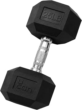 U can Large Steel Hexagon Heavy Dumbbell Weights for Home and Gym Exercise 5-25 Pounds Kilograms lb Kg 25 lb