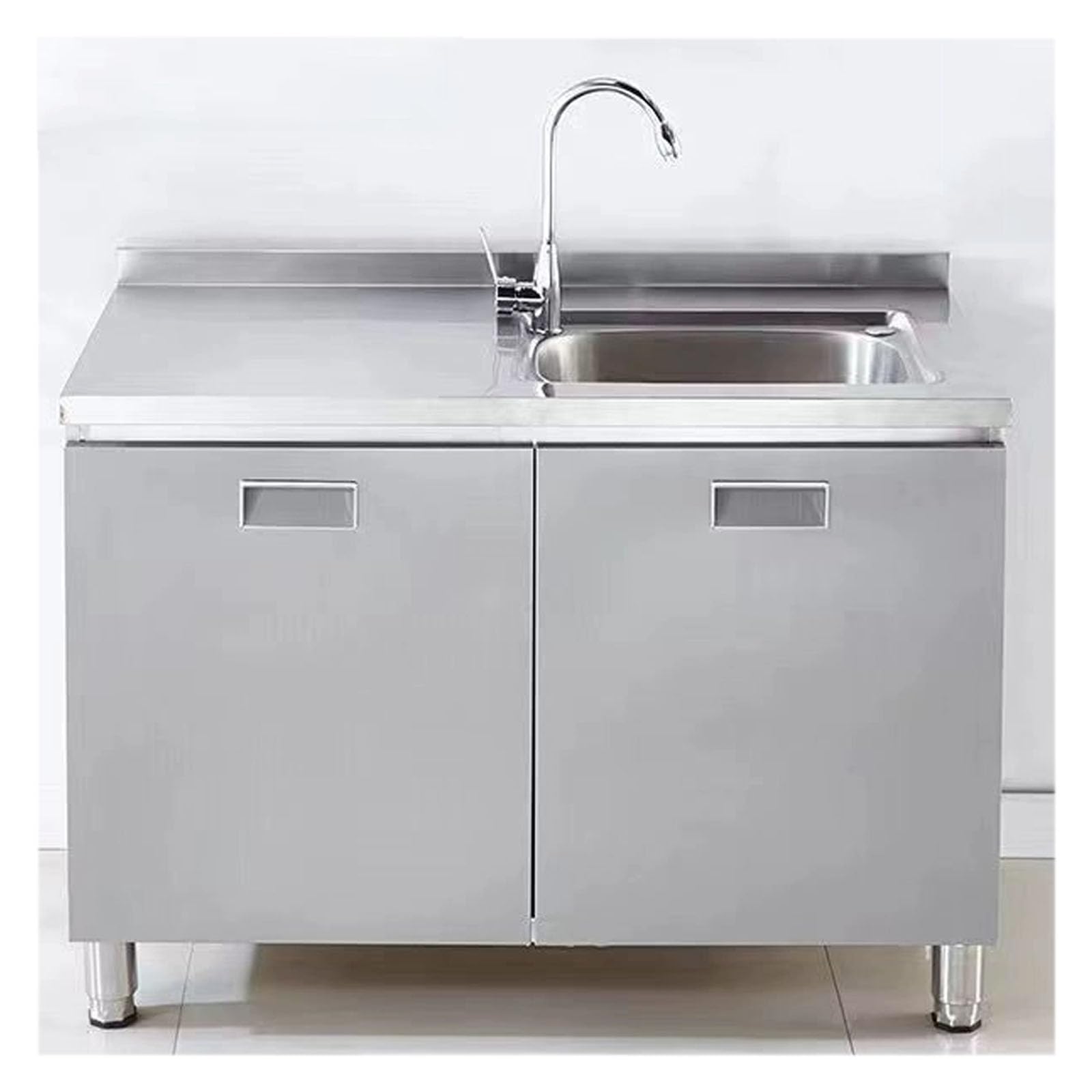 Sddpulse Single Pot Commercial Standing Single Bowl Outdoor Restaurant Sink For Garage Laundry Room Indoor Workstation Backyard Washing 90 * 50 * 84 Cm ,-100 * 50 * 84 Cm