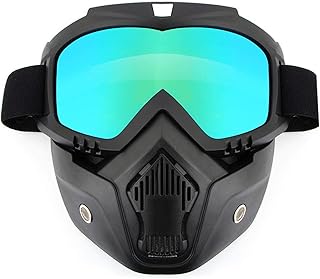 Motorcycle Helmet Face Mask Detachable Anti-Fog Windproof Motorcycle Goggle Mask 2 Ways Use UV Protection Face Mask for Motorcycle Bike