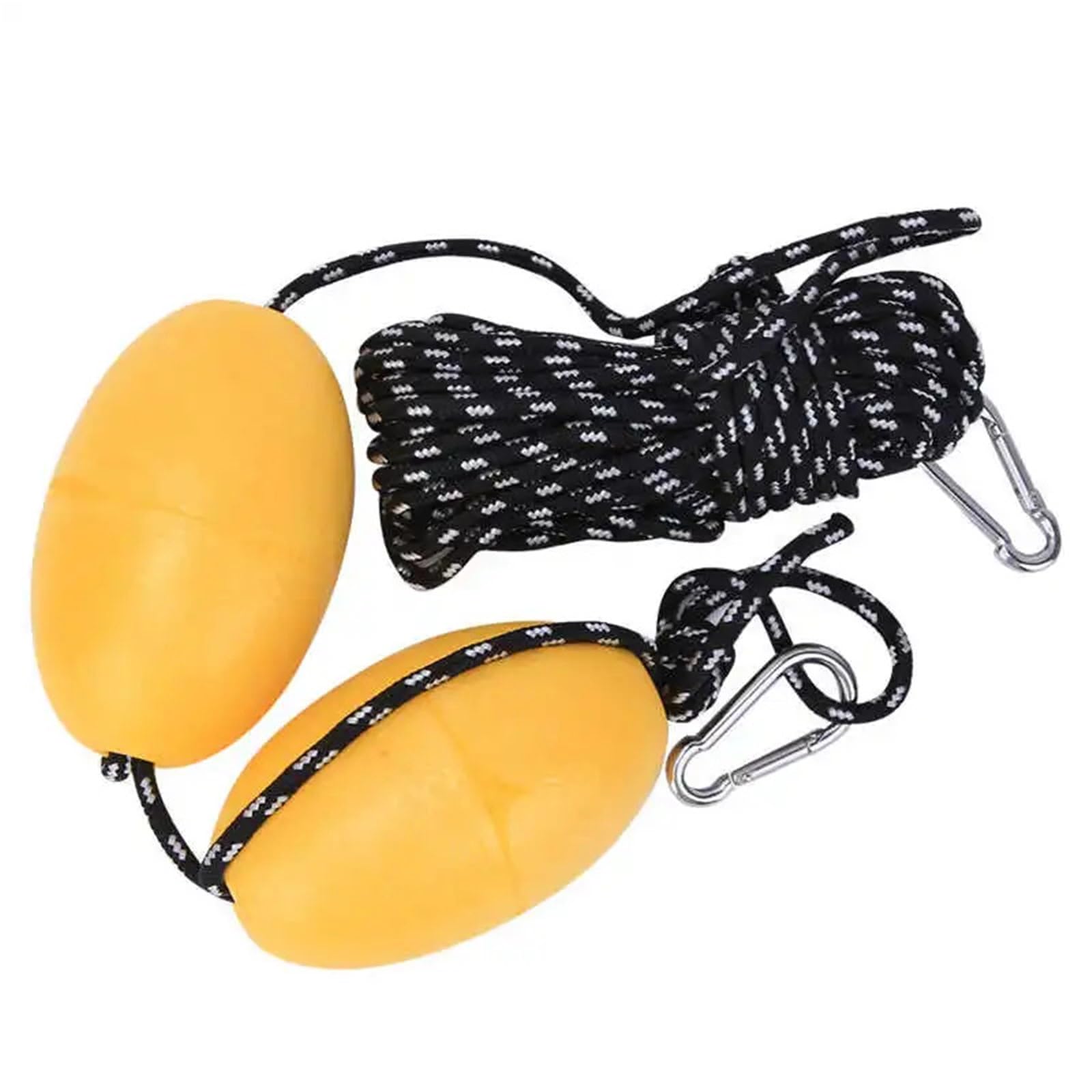 Mooring Rope, Boat Leash Rope with Floating Ball Stainless Steel Hook Fishing Drifting Accessory(White Black)