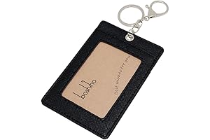 Boshiho Vertical Leather Card Holder with Key Ring: Elevate Your Organization