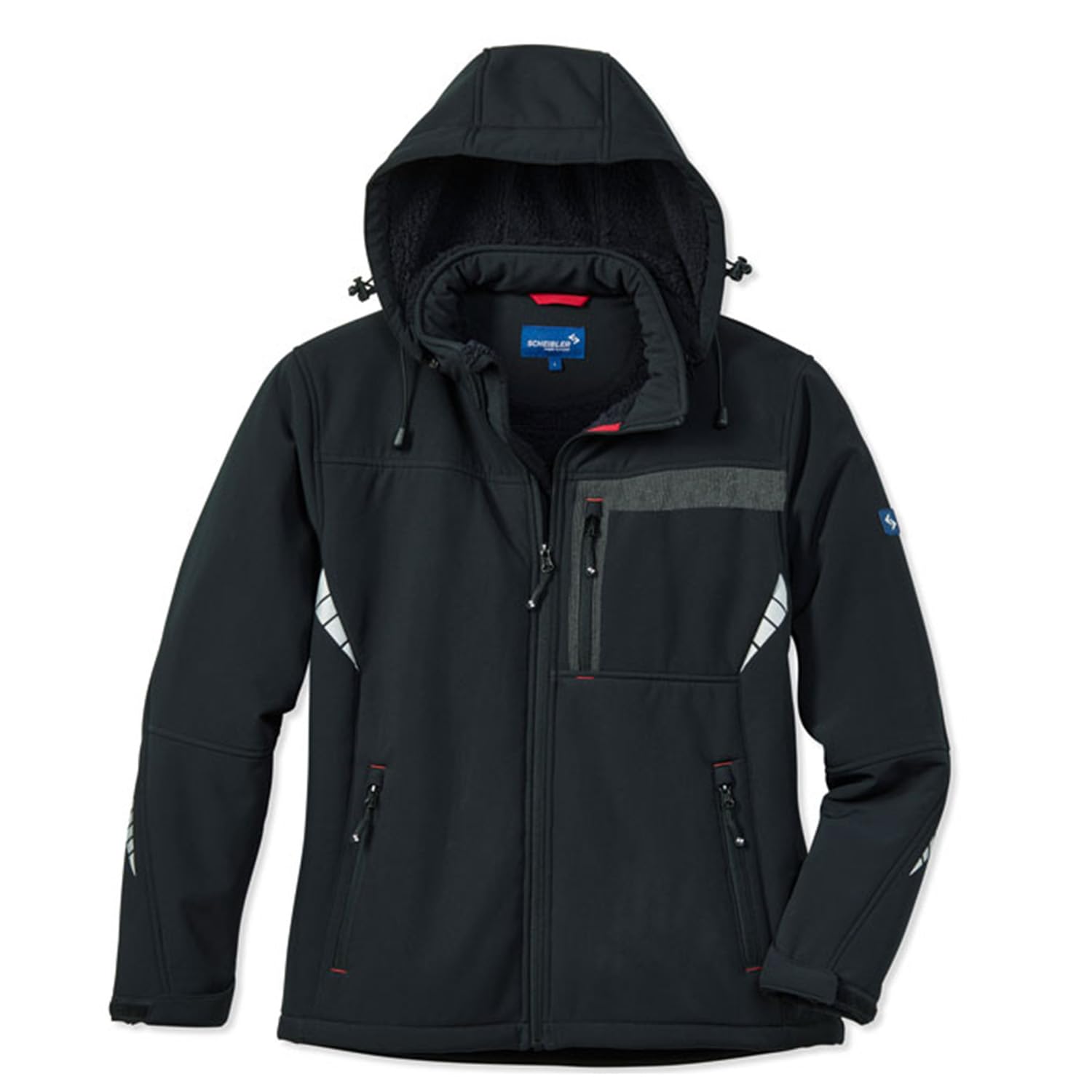 Scheibler Arbeitsjacke Herren Winter, Softshell-Jacke gefüttert und winddicht, wasserabweisende Outdoor-Softshelljacken für Herren, Arbeitskleidung Herren mit abnehmbarer Kapuze