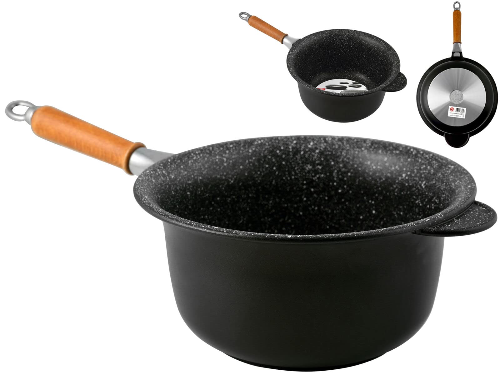 ANTIK ANK610C26 Paiolo, Cm 26, Linea Nera con Manico Smontabile