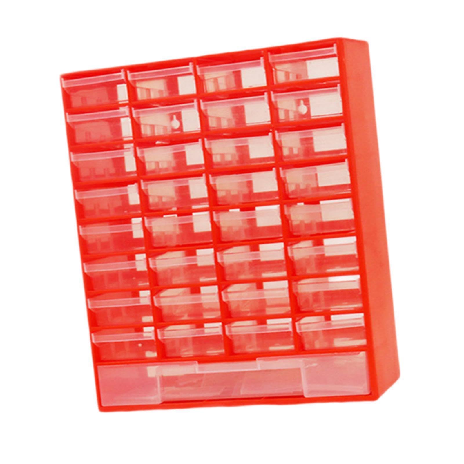 PIXZCSA Durable Drawer Storage Organizer Offers Ample Room For Jewelry Makeup Tools And Small Accessories In 33 Separate Drawers Wall Mounted Craft Organizer, Red, 30x13.1x40.8cm
