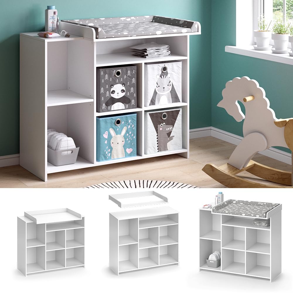 Vicco Mueble cambiador bebé "Oskar", Blanco, 113 x 100 cm con estante abierto