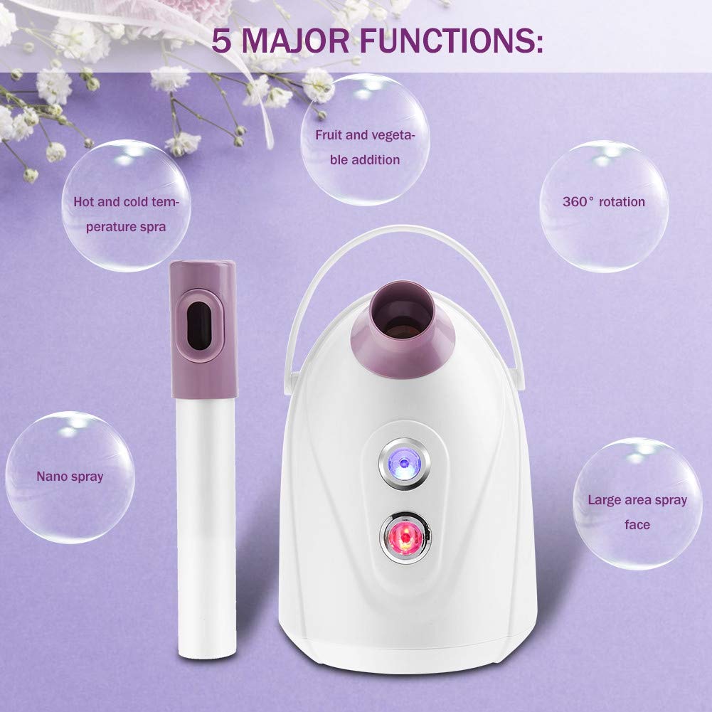 Vaporizzatore facciale per sauna - Nano ionico Vaporizzatore facciale caldo Nebbia facciale Viso Home SPA SPA Umidificatore viso Sprayer Donna Uomo idratante Pulizia dei pori(EU)