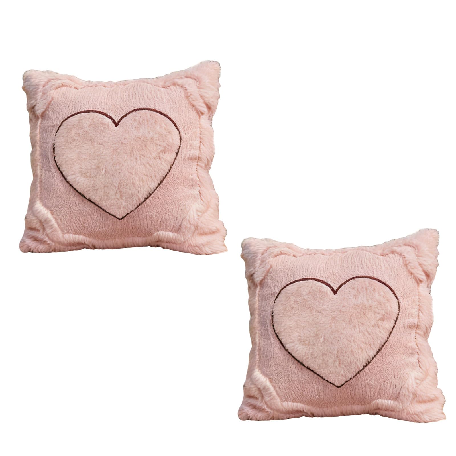 NVOQILIN 2Pcs 45x45cm Throw Pillow Covers with Zippers Valentines Day Love Heart Plush Textured Square Cushion Covers Pillowcases