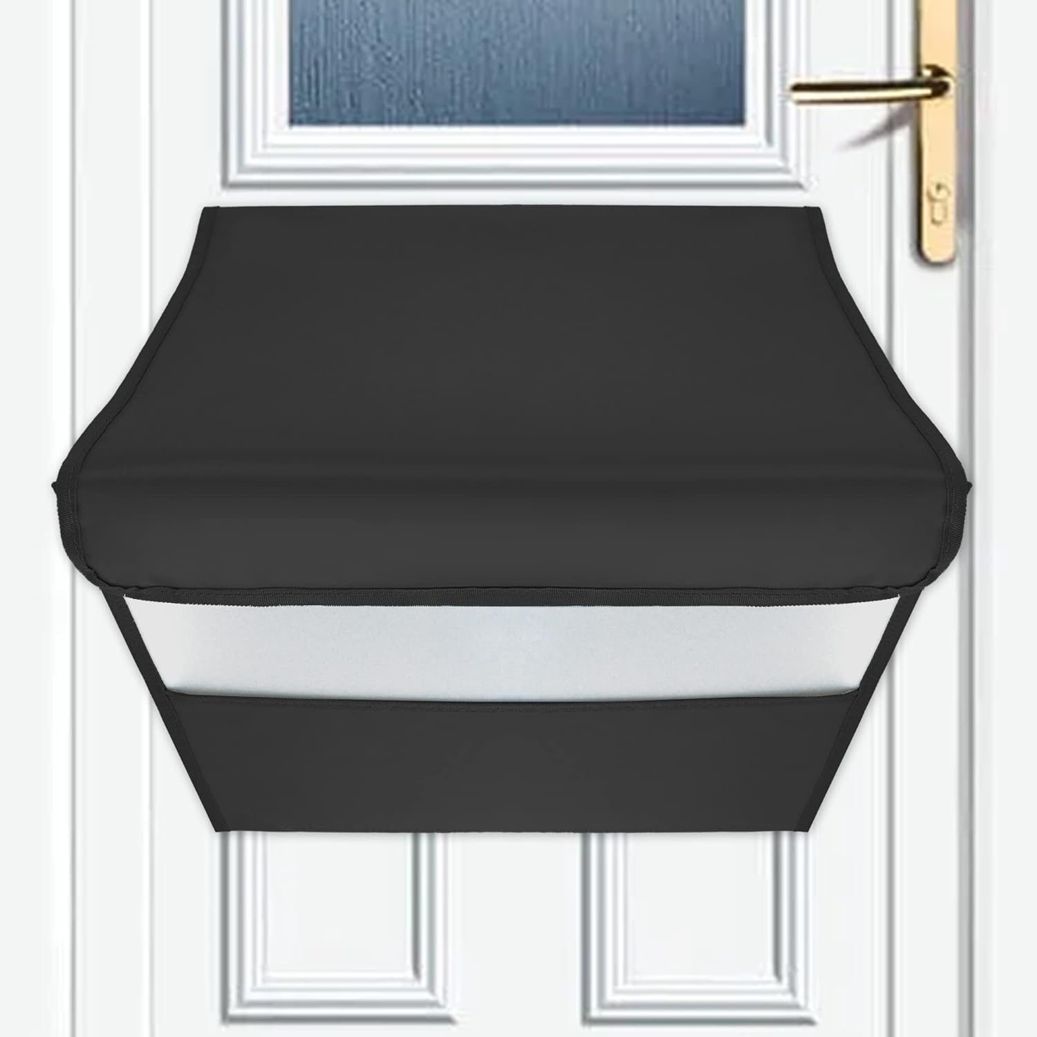 Mail Slot Catcher for Door Mail Slot, Black Indoor Mail Slot Cover Interior Draft Stopper, Large Size, Self-Adhesived, Large Capacity, Dogs-Proof, Mail Slot Basket for Front Door, Garage Doors