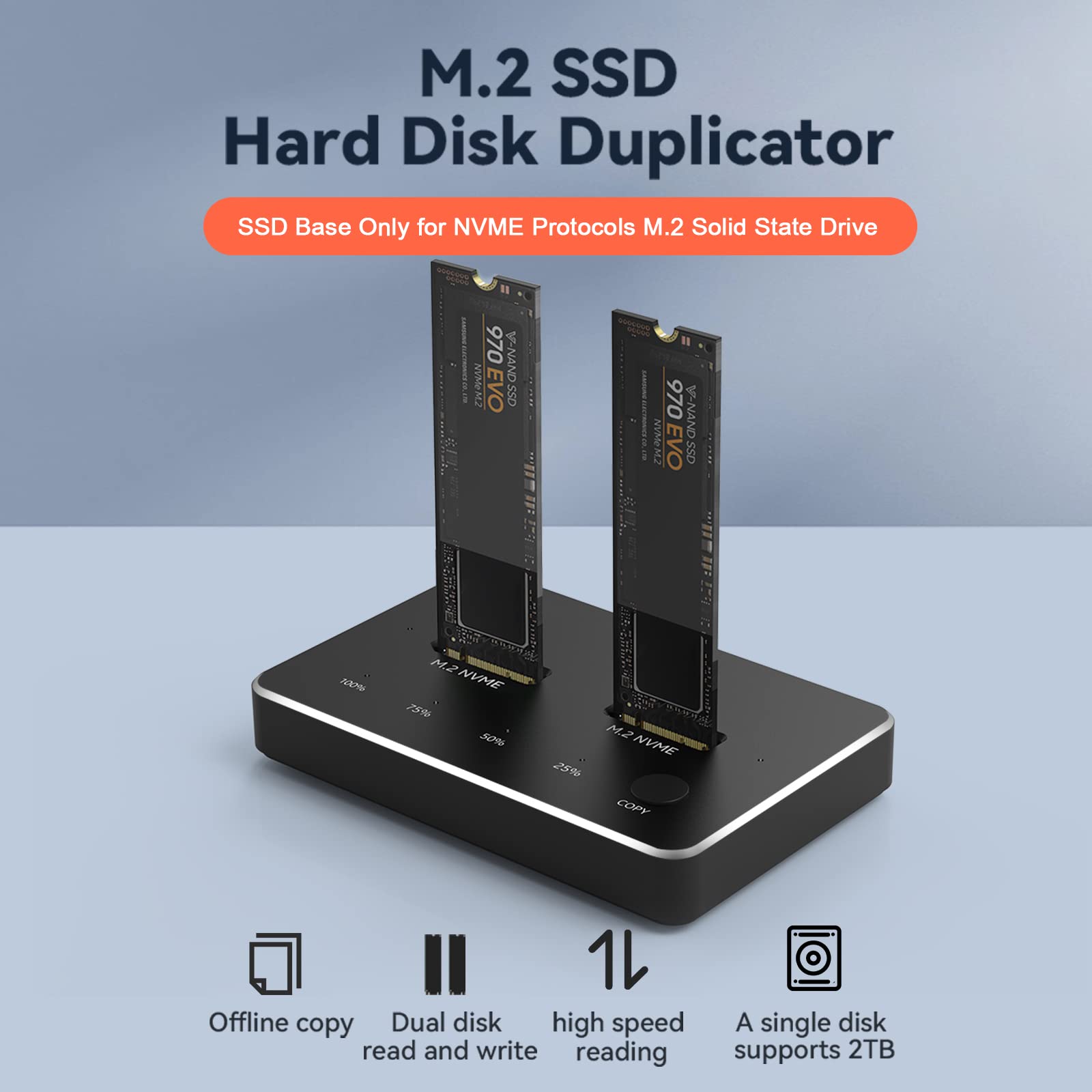 Adattatore SSD M.2 NVME Dual USB 3.1 Gen 2 10Gbps, Adattatori e alloggiamenti per Hard disk esterno in alluminio per 2230 2242 2260 2280 per sistema Win/OSX/Linux