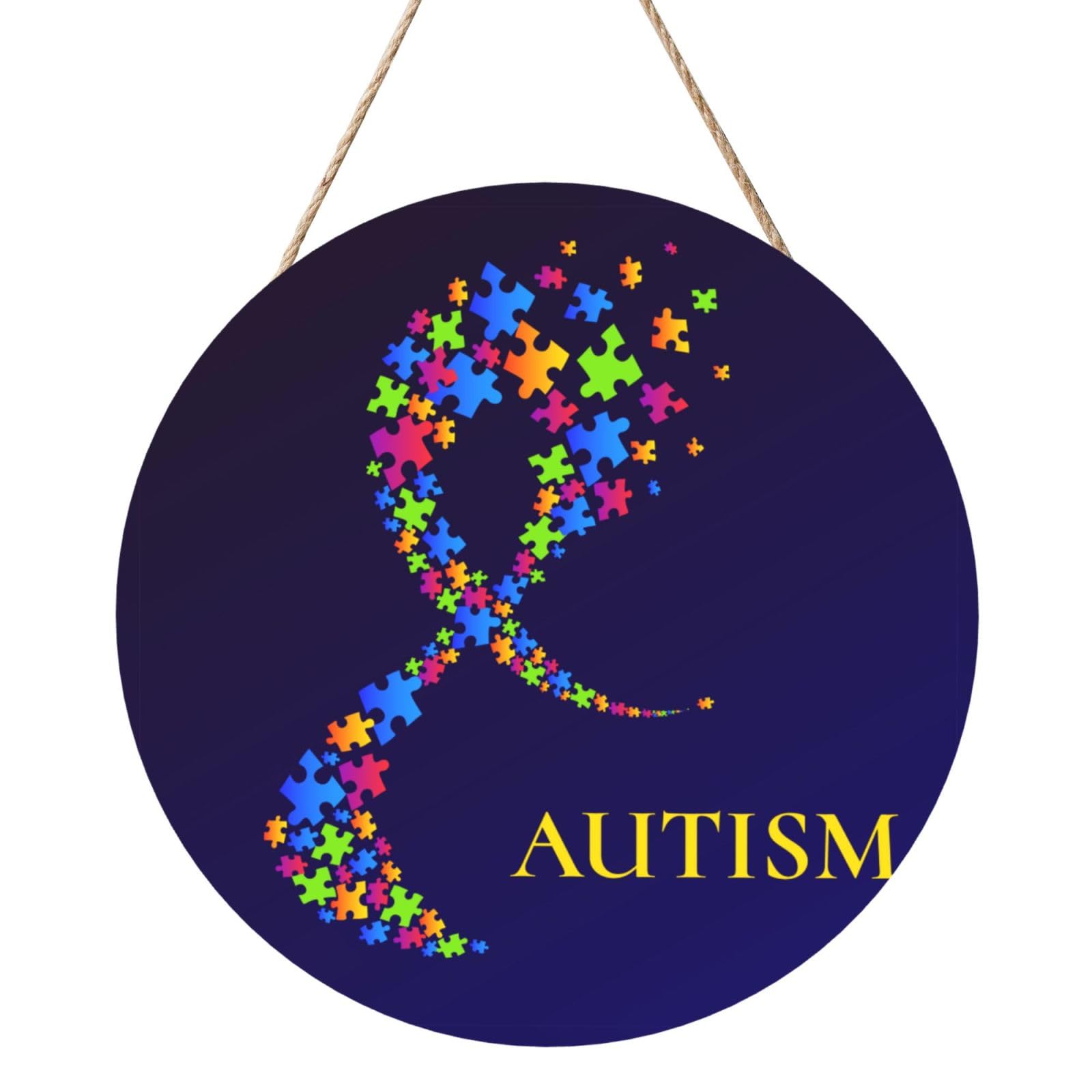 Autism Awareness Door Signs Plaques Wood Welcome Sign For Front Door Wall Hanging For Home Farmhouse Office Classroom Party Decoration