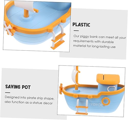 Miniatura 3 de ibasenice Alcancía pirata Alcancias de Dinero para adultos Novedad Hucha Modelo Pirata Cambio de Jarra Chica Juguetes Alcancías Niños Velero Niño